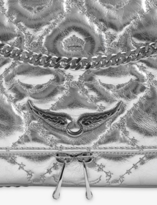 Zadig & Voltaire Womens Silver Rock Ii Quilted Leather Clutch In Silver