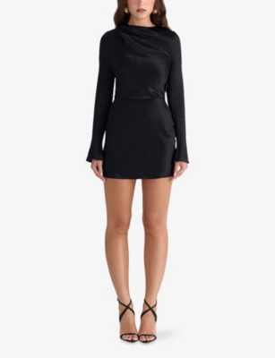 House Of Cb Womens Black Mariska Open-back Satin Mini Dress In Black