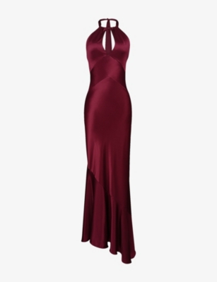 HOUSE OF CB - Oliviana Halter-Neck Satin Maxi Dress