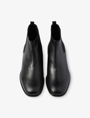 Prada Womens Black Branded Leather Boots Eur 37.5 / 4.5 Uk In Black