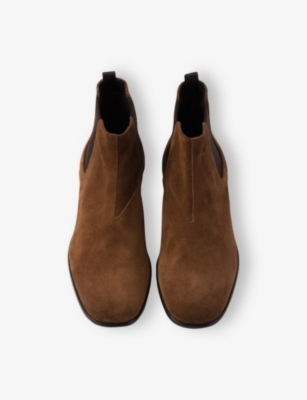 Prada Womens Brown Branded Suede Boots Eur 37 / 4 Uk In Brown