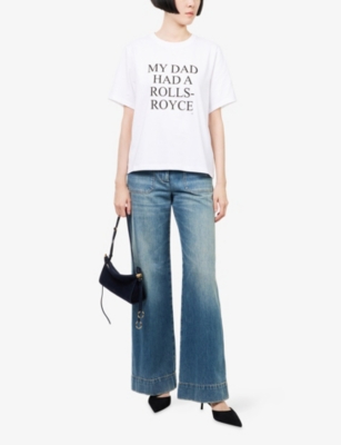 Victoria Beckham Womens White My Dad Had A Rolls-royce Cotton-jersey T-shirt Xl In White