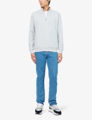 Arne Mens Marl Grey Half-zip Funnel-neck Knitted Jumper Xxl In Gray