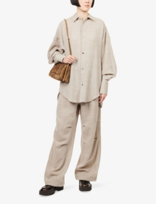 Darkpark Womens Daisy Wide-leg Wool Trousers Beige In Neutral