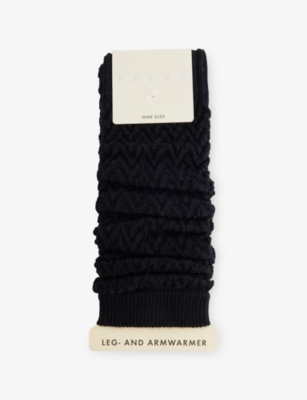 Falke Womens 3000 Black Fable Estate Knitted Leg Warmers In Blue