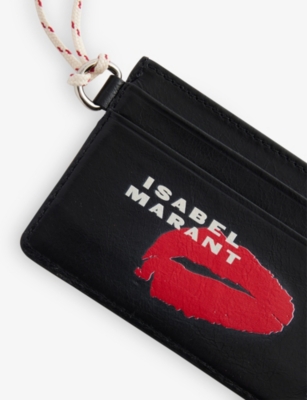 Isabel Marant Womens Black Printed Leather Card Holder In Black