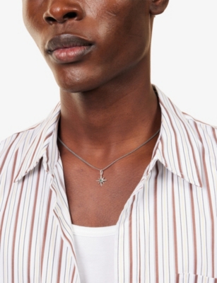 Serge Denimes Mens Celestial Sterling-silver Pendant Necklace In White