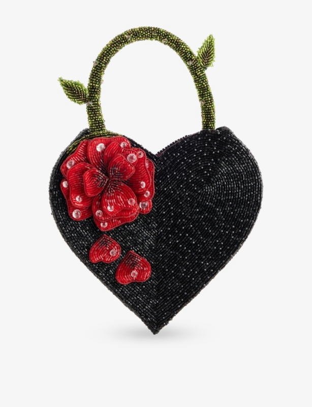 Harry Lambert for Clio Peppiatt x Disney Beaded Enchanted Rose Heart Satin Bag