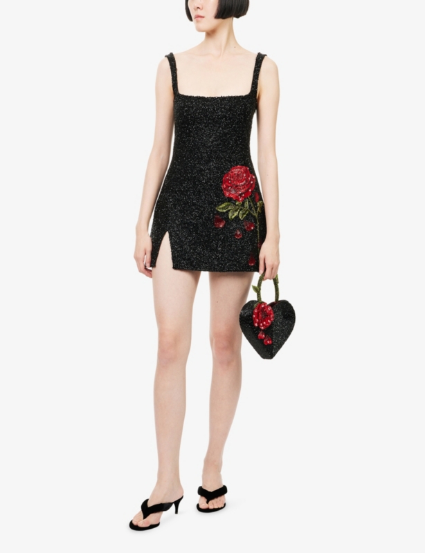 Harry Lambert for Clio Peppiatt x Disney Enchanted Rose Bead-Embellished Mini Dress