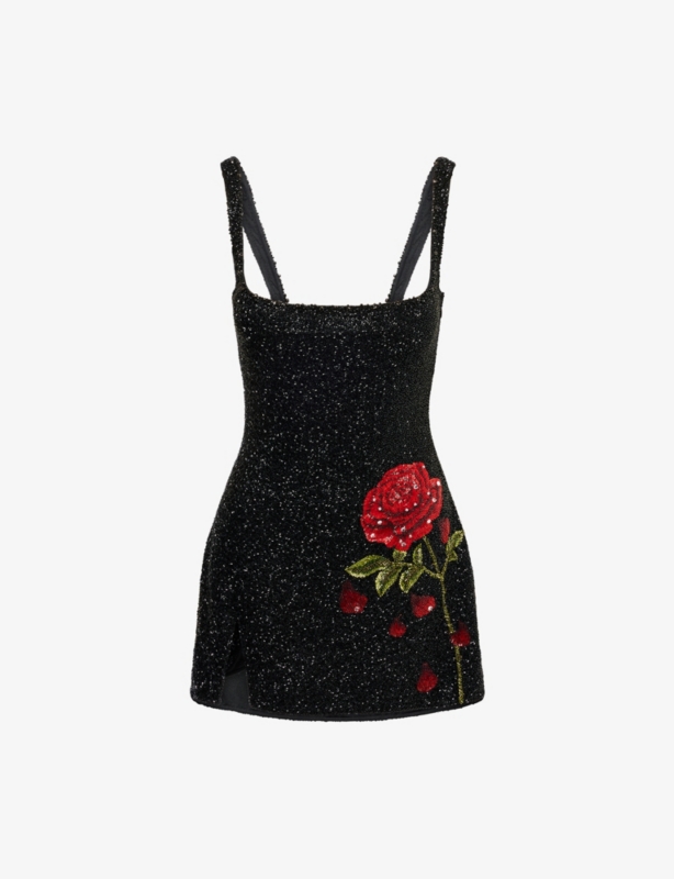 Harry Lambert for Clio Peppiatt x Disney Enchanted Rose Bead-Embellished Mini Dress