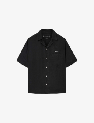 Allsaints: Wilder Brand-Embroidered Linen Shirt