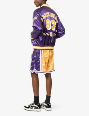A BATHING APE: NBA Lakers Logo-Embroidered Satin Jacket