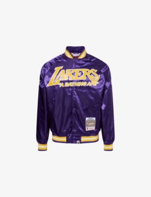 A BATHING APE: NBA Lakers Logo-Embroidered Satin Jacket