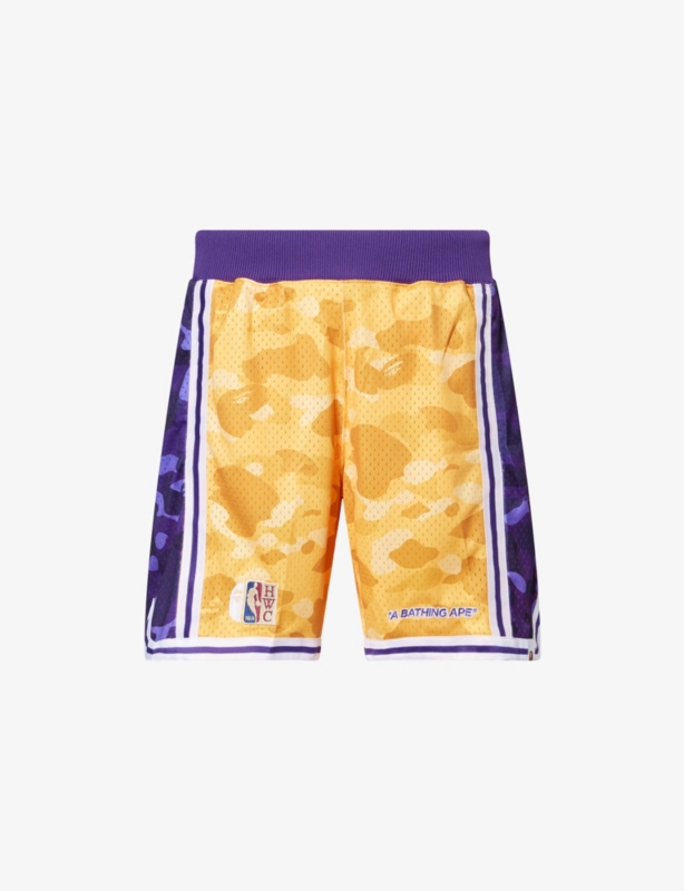NBA Lakers Logo-Embroidered Mesh Shorts