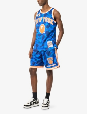 A BATHING APE: NBA Knicks Logo-Embroidered Mesh Shorts