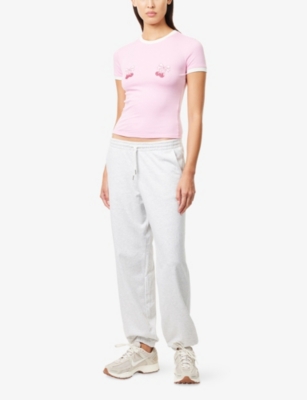 Bo+tee Womens Baby Pink Printed Round-neck Cotton-jersey T-shirt Xs In Pink