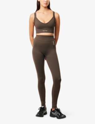 Bo+tee Womens Brown Super Sculpt Seamless Cross-back Sports Bra Xs In Brown