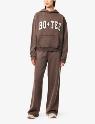 Bo+tee Womens Brown Branded Wide-leg Jersey Jogging Bottoms Xs In Brown