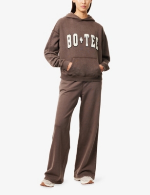 Bo+tee Womens Brown Brand-appliqué Oversized Cotton-jersey Hoody In Brown