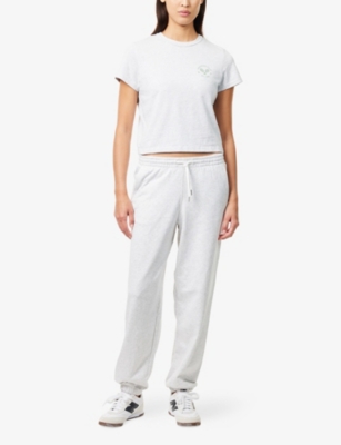Bo+tee Womens Grey Marl Country Club Cropped Cotton-jersey T-shirt Xs In White