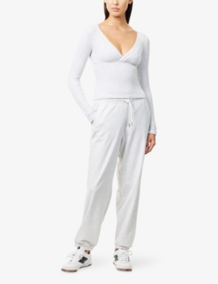 Bo+tee Womens Grey Marl Branded Drawstring-waist Cotton-blend Jogging Bottoms Xs In Gray