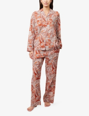 Derek Rose Womens Pink Ledbury Printed Cotton-poplin Pyjama Set Xs In Pink