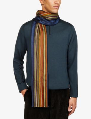 PAUL SMITH: Signature Striped Wool And Silk Scarf