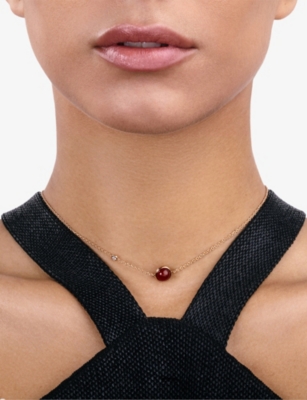 PIAGET: Possession 18ct Rose-Gold, Carnelian And 0.05ct Diamond Necklace