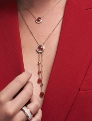 PIAGET: Possession 18ct Rose-Gold, Carnelian And 0.28ct Diamond Pendant  Necklace