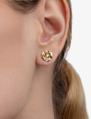 PIAGET: Piaget Rose 18ct Rose-Gold And 0.12ct Diamond Stud Earrings