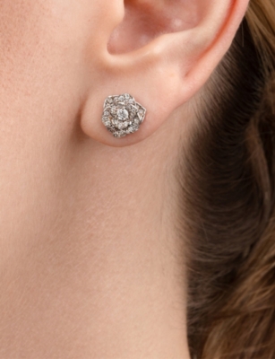 PIAGET: Piaget Rose 18ct White-Gold And 0.45ct Diamond Stud Earrings