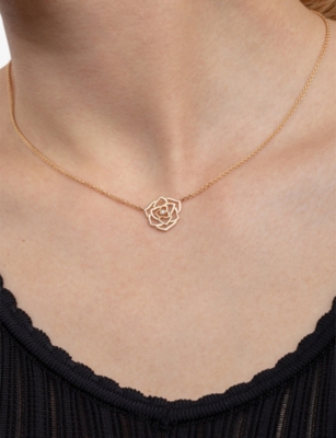 PIAGET: Piaget Rose 18ct Rose-Gold And 0.02ct Diamond Pendant Necklace