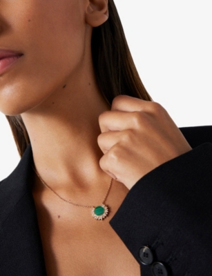PIAGET: Piaget Sunlight 18ct White-Gold, Malachite And 0.17ct Diamond Pendant Necklace