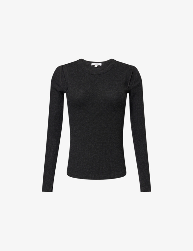 Pierce Cut-Out Rib-Knit T-Shirt