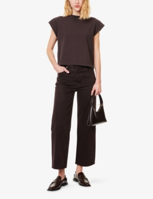 Agolde Ren High Rise Wide Leg Ankle Jeans In Sloe Berry In Brown