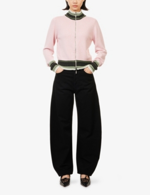 Agolde Womens Cover (od Blk) Luna High-rise Pieced Tapered-leg Denim Jeans In Black