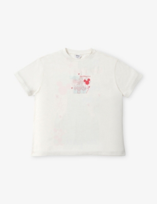 The Disney Store At Selfridges Womens White Disney X Skinnydip Unisex Disneyland Enjoy Cotton-jersey T-shirt In White