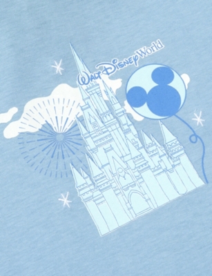 The Disney Store At Selfridges Womens Blue Disney X Skinnydip Unisex Disneyland Enjoy Cotton-jersey T-shirt In Blue