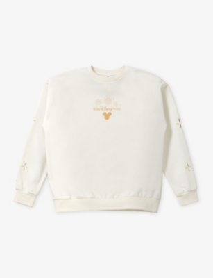 The Disney Store At Selfridges Womens Multi Disney X Skinnydip Unisex Graphic-print Cotton-blend Sweatshirt In White
