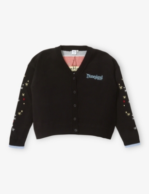 The Disney Store At Selfridges Womens Multi Disney X Skinnydip Unisex Graphic Embroidery Knitted Cardigan In Black