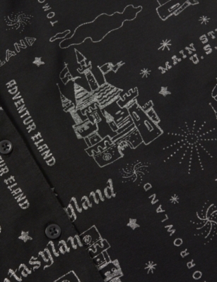 The Disney Store At Selfridges Womens Black Disney X Skinnydip Unisex Graphic-print Cotton Pyjama Set With Scrunchie Xl In Black