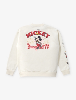 The Disney Store At Selfridges Womens Cream Disney X Skinnydip Unisex Disneyland Mickey Graphic-print Cotton-jersey Sweatshirt Xs In White