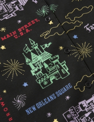 The Disney Store At Selfridges Womens Black Disney X Skinnydip Unisex Disneyland Cotton Pyjama And Scrunchie Set In Black