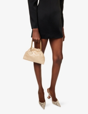 Stella Mccartney Womens Gold Falabella Mini Drawstring Vegan-leather Cross-body Bag In Neutral