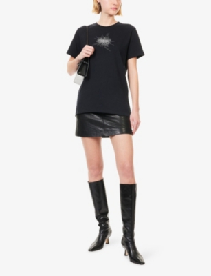 Isabel Marant Étoile Womens Isabel Marant Etoile Zoeline Embroidered Cotton-jersey T-shirt In Black