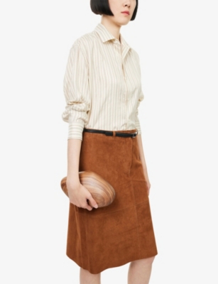 Amanu Womens Brown The Tokai Wood Clutch In Brown
