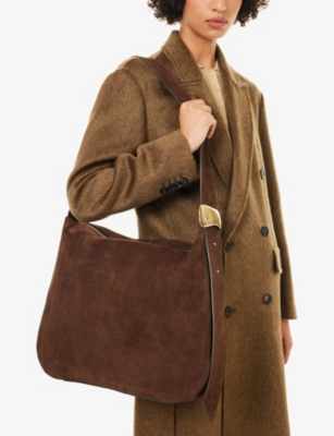 Amanu Womens The Zambia Suede Tote Bag Chocolate In Brown