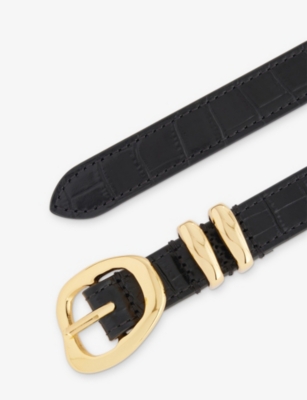 Amanu Womens Black Croc The Tugela Leather Belt In Black