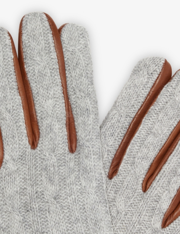 Cable-Knit Leather Gloves