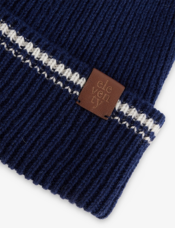 Striped-Trim Cashmere Beanie